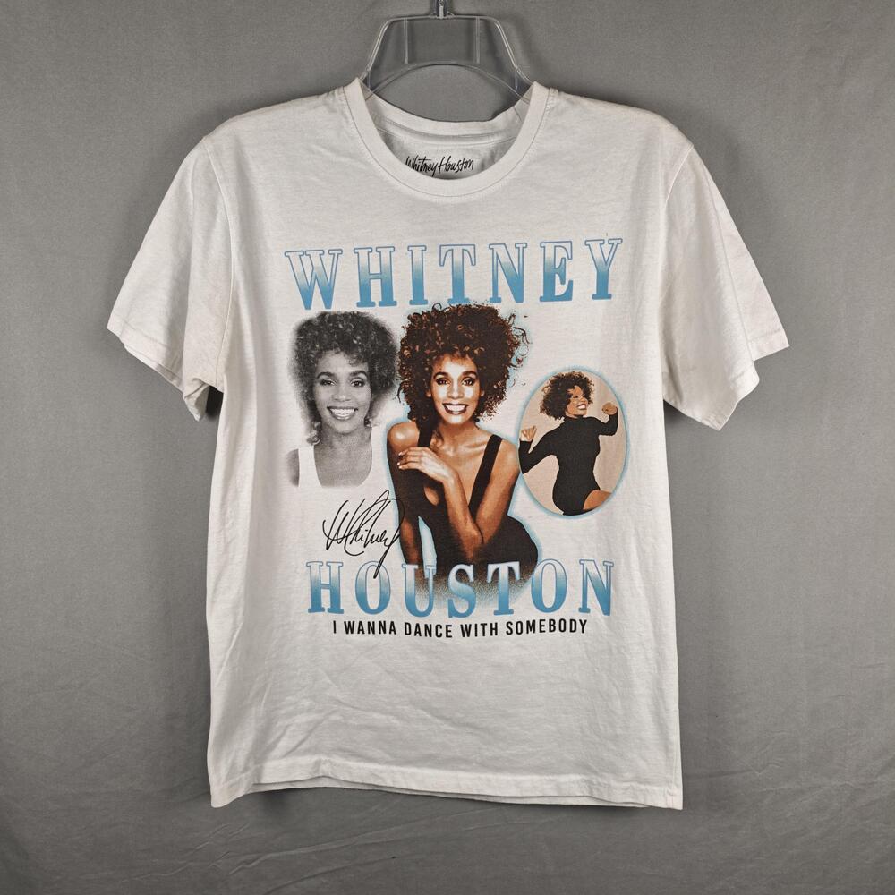 Whitney Houston Shirt Mens Small White I Wanna Dance With Somebody Graphic Tee